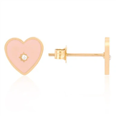 Aretes con forma de corazón esmaltado
