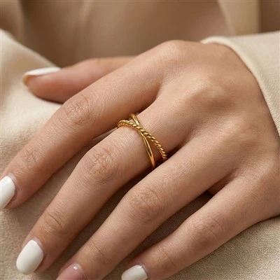 Anillo abierto en cruz de acero inoxidable 316L