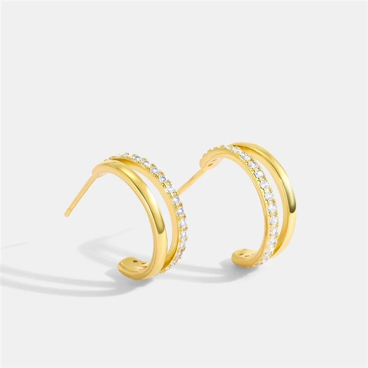 14k double hoop earrings