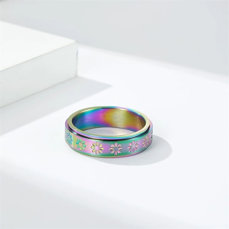 Flower Engraved Spinner Ring price