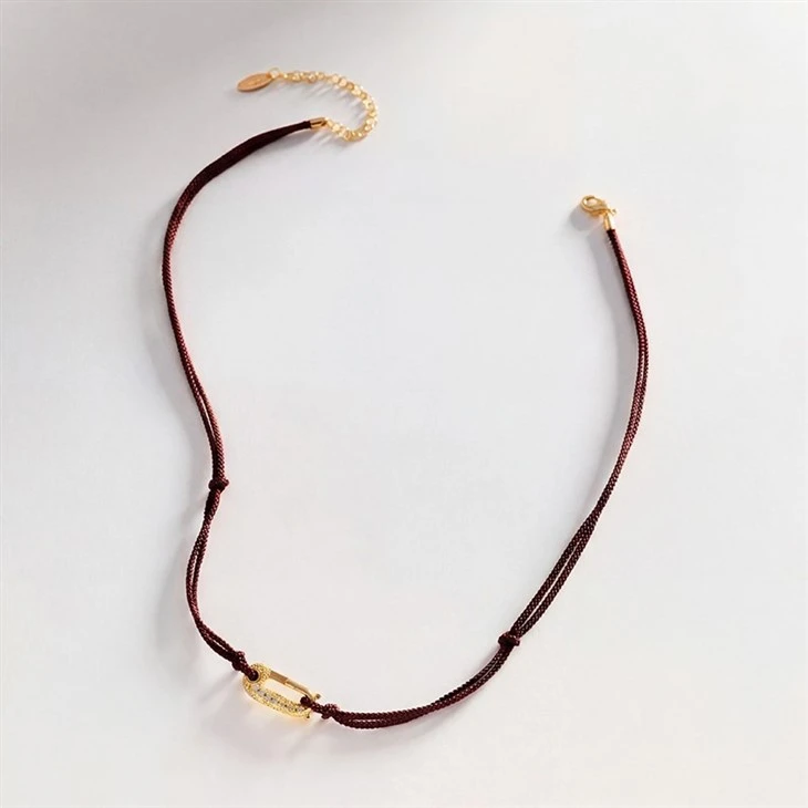 Iced Out Pin Braided Rope Necklace factory