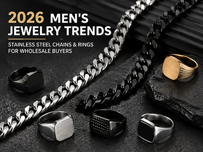 Tendencias en joyería para hombres para 2026: cadenas y anillos de acero inox...