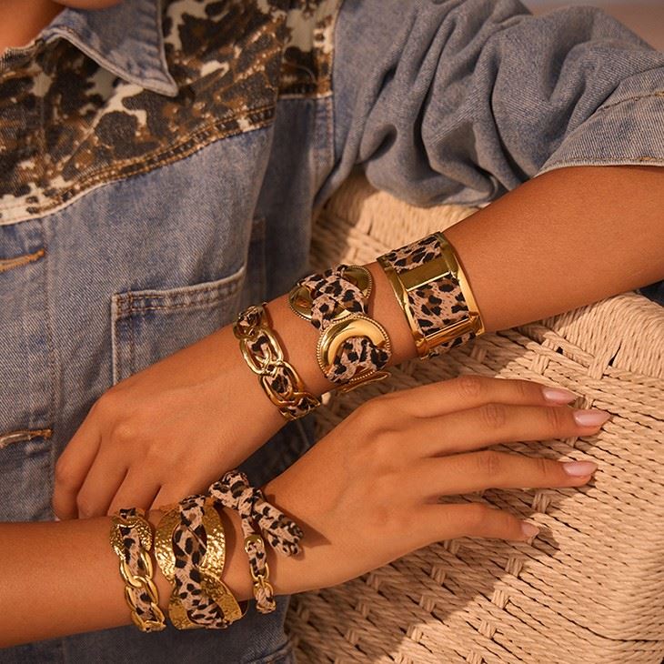 Leopard Scarf Chain Cuff Bangle suppliers