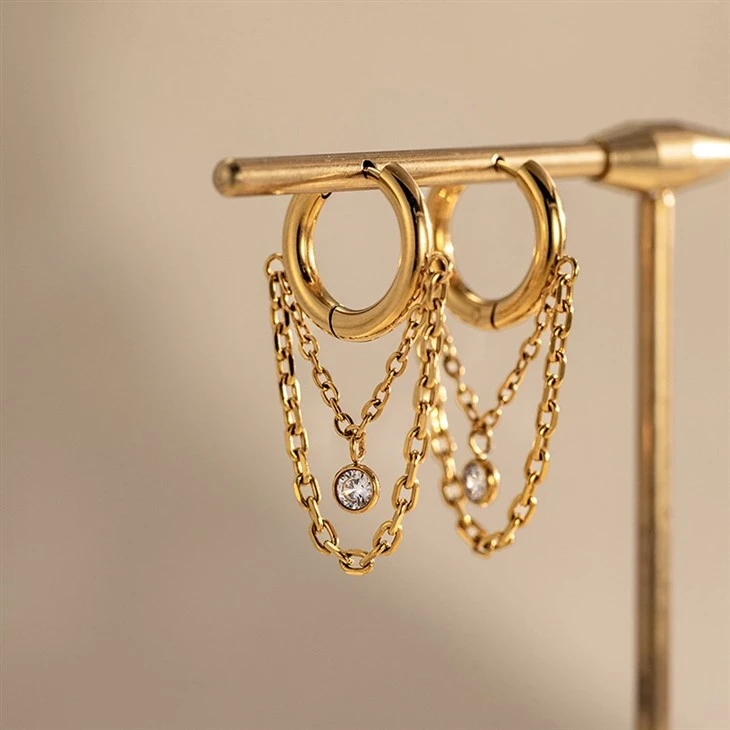 Modern Layer Chain Hoops high quality