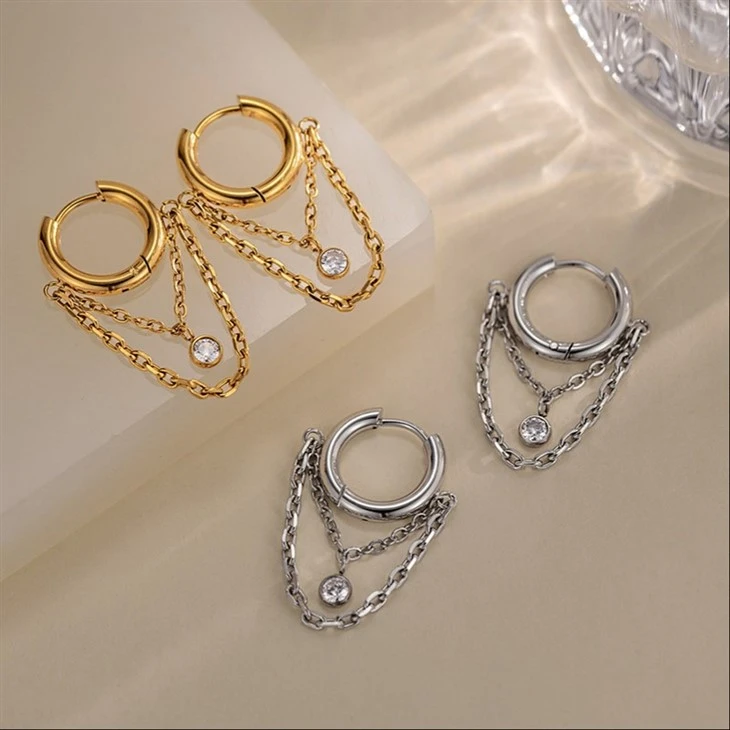 Modern Layer Chain Hoops high quality