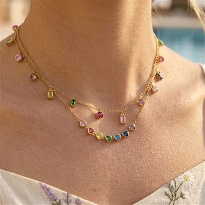 Collar de estación con circonitas arcoíris de múltiples formas