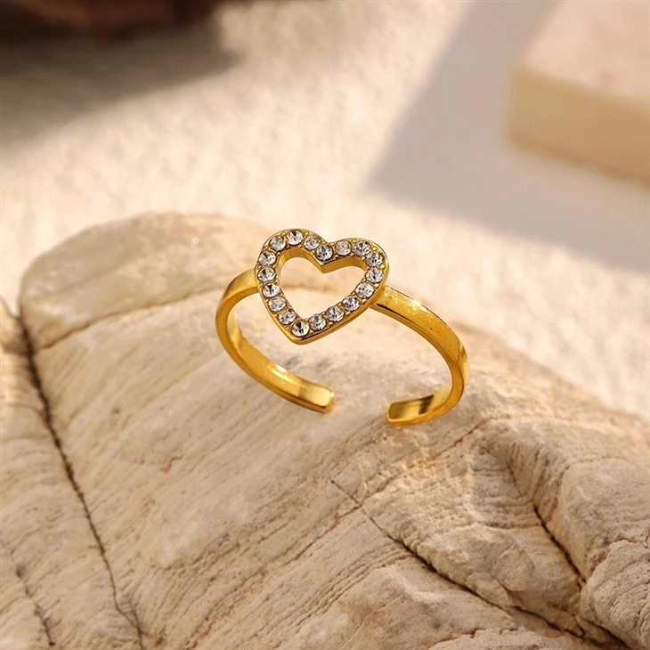 Pave Heart Open Ring factory