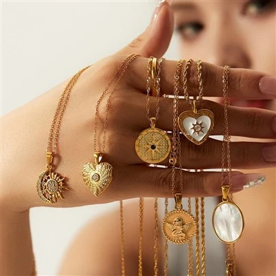 Collares de corazón vintage de acero inoxidable 316