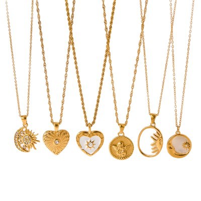 Collares de corazón vintage de acero inoxidable 316