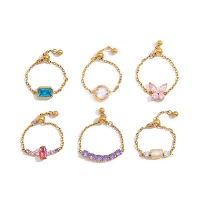 Anillos de banda de circón ajustables