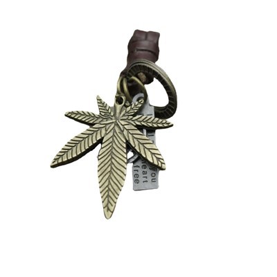 Llavero de hoja de cobre antiguo|Accesorio de cuero trenzado