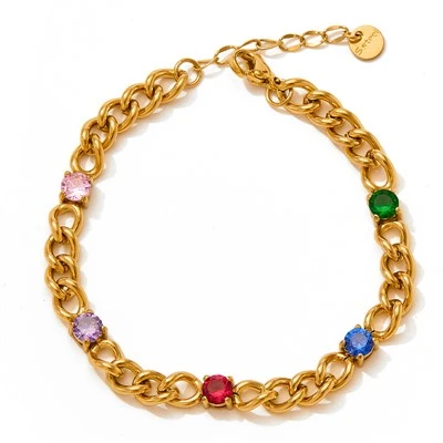 Pulsera de cadena de circonitas de colores