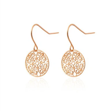 Pendientes colgantes con forma de disco de filigrana floral