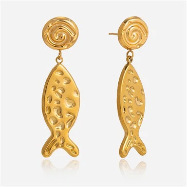 Pendientes colgantes de pez martillado