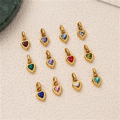 Dijes colgantes con piedra natal de corazón