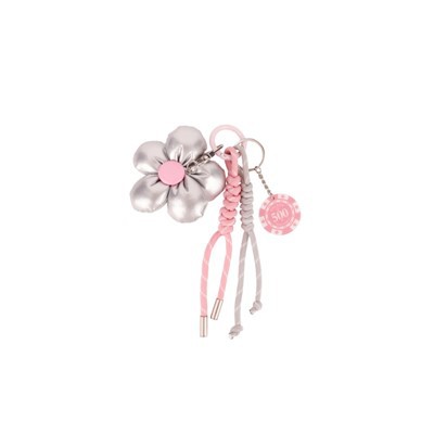 Llavero con cordón de cuero PU|Charm con lazo floral de cuerda trenzada