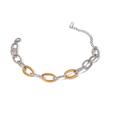 Pulsera de eslabones de cadena de dos tonos