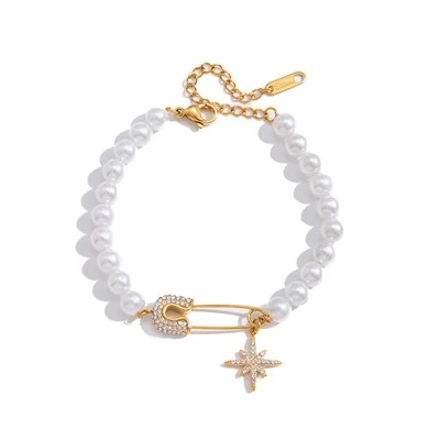 Pulsera Perlas Imperdible Circonitas