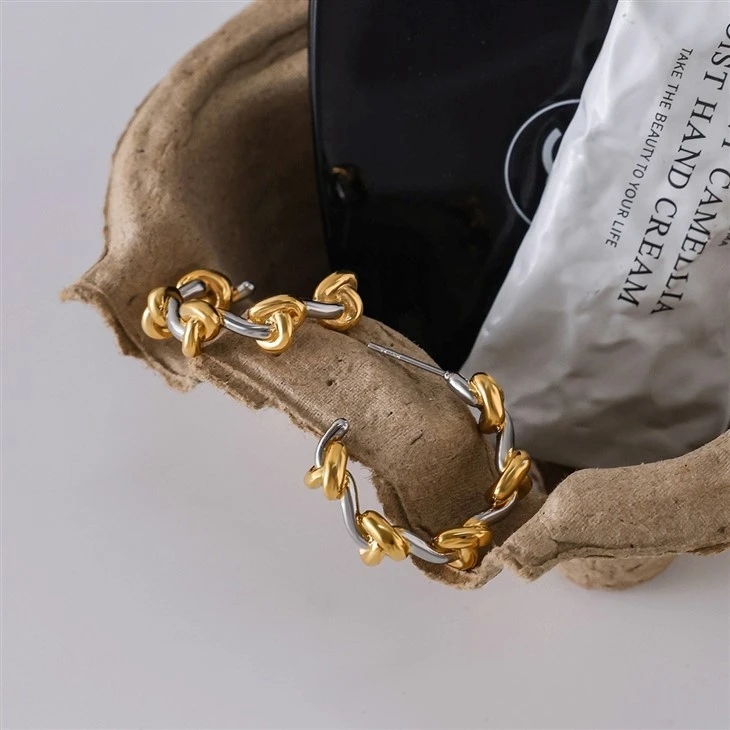 Two Tone Knot Hoops high quality